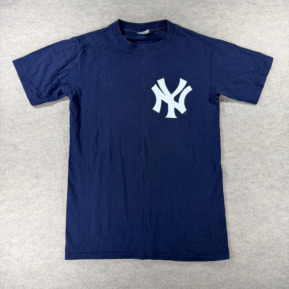 Vintage Majestic Derek Jeter #2 New York Yankees T Shirt Mens Small Navy MLB